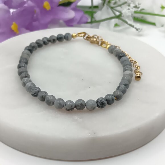 Minimalist Bracelet with Natural Jasper - Picture 10 of 13